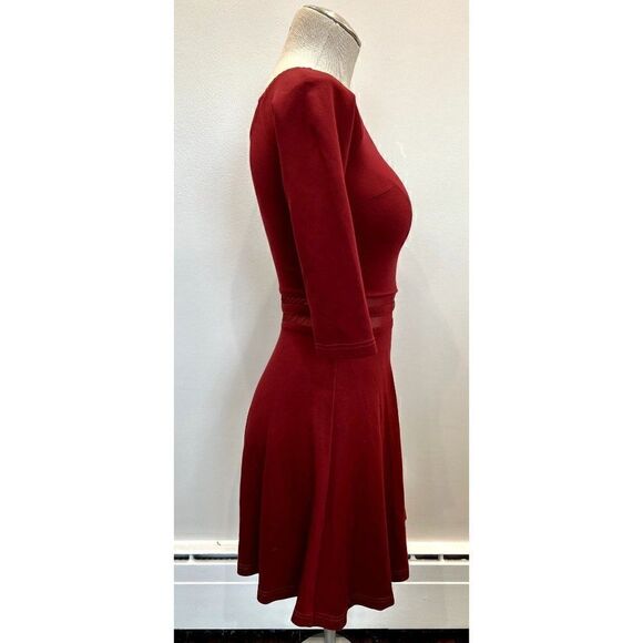 Lulus Yes to the Mesh Skater Dress in Wine Red Size S - Picture 2 of 5